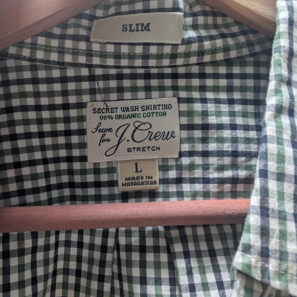 J. Crew Men's Slim Fit Green Check Shirt